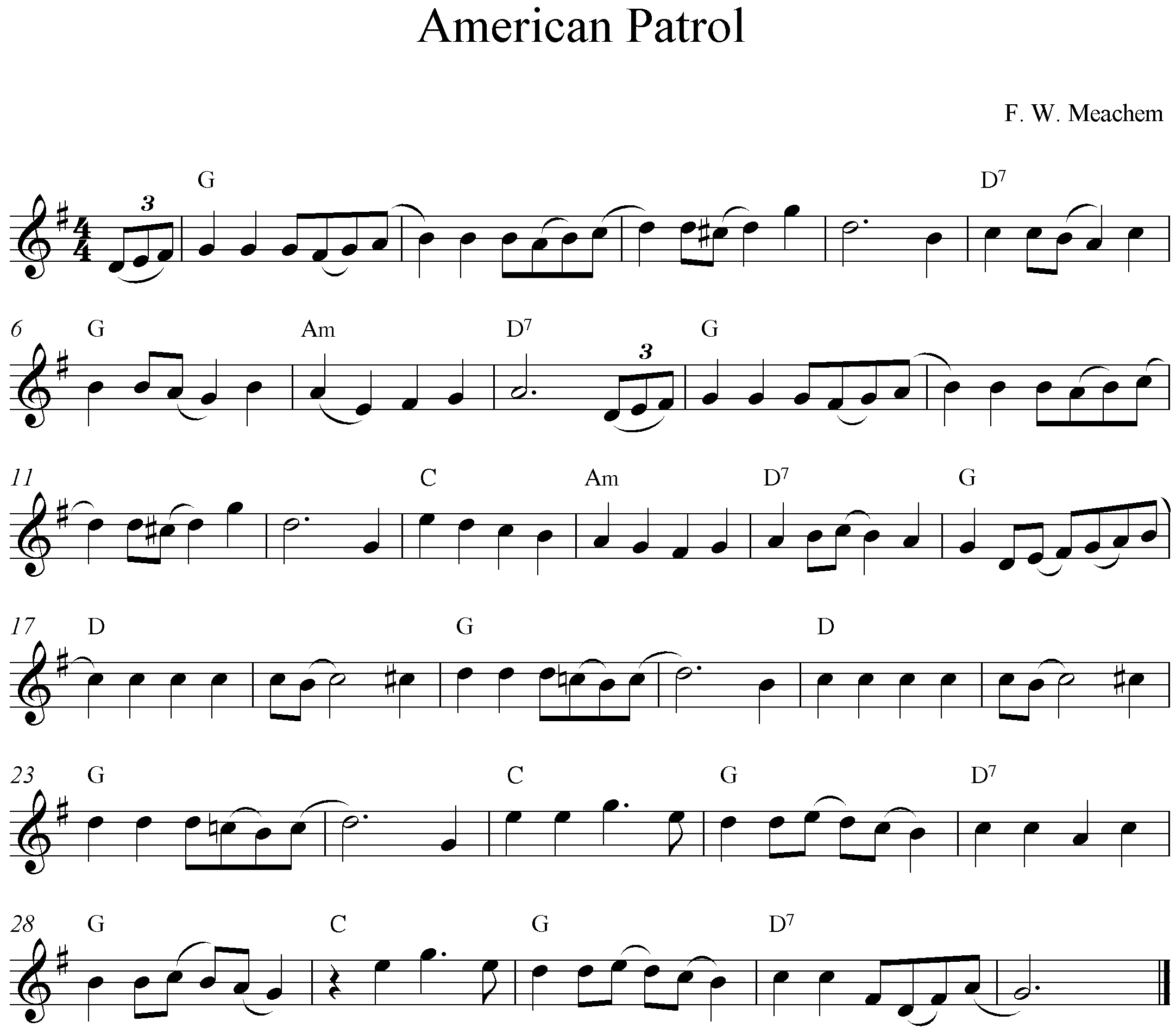 Sheet american Patrol Noten